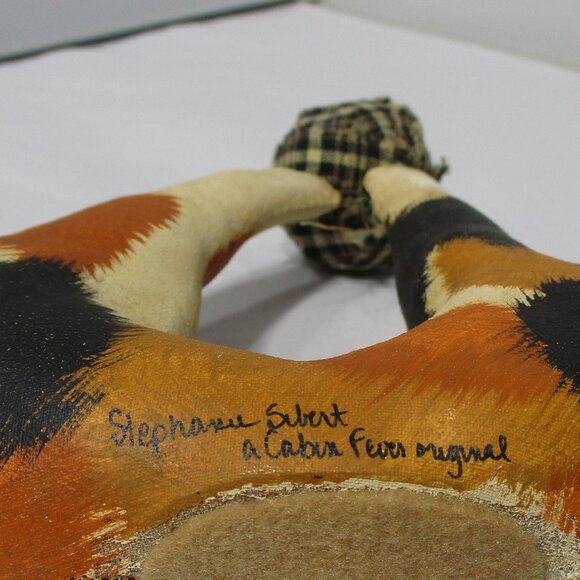 Stuffed Painted Folk Art Calico Cat Kitten Kitty Playing with Ball - Picture 7 of 8